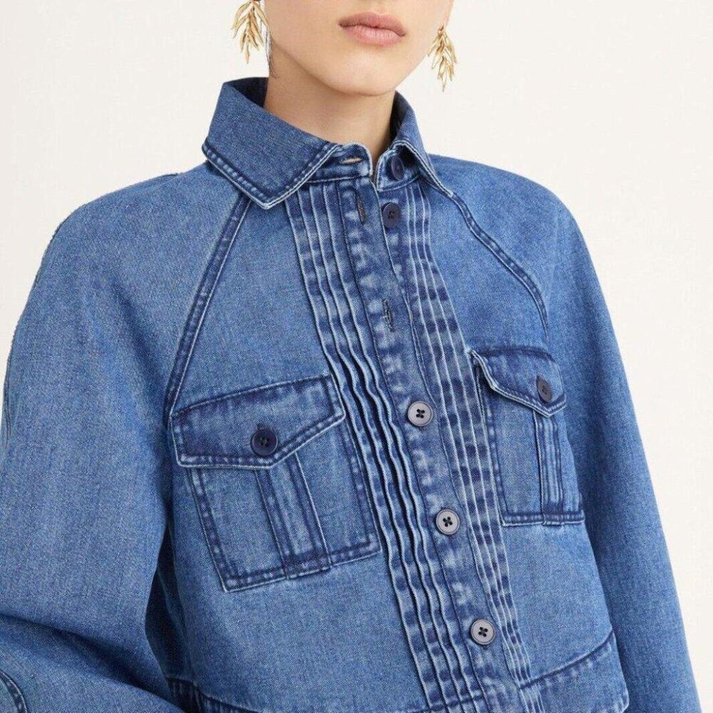 Merlette Verne Buttondown Denim Jacket Top Swing … - image 3